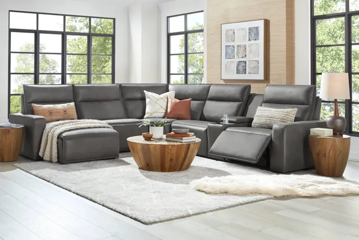 Charcoal 6 Pc Dual Power Reclining ModularTwo