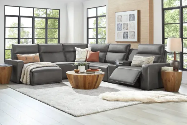 Charcoal 6 Pc Dual Power Reclining ModularTwo