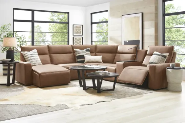 Saddle 6 Pc Dual Power Reclining ModularTwo