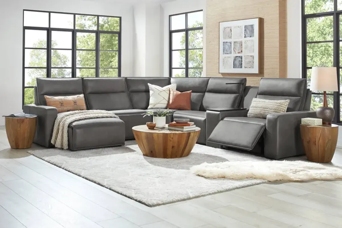 Charcoal 6 Pc Dual Power Reclining ModularTwo