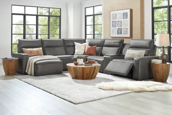 Charcoal 6 Pc Dual Power Reclining ModularTwo