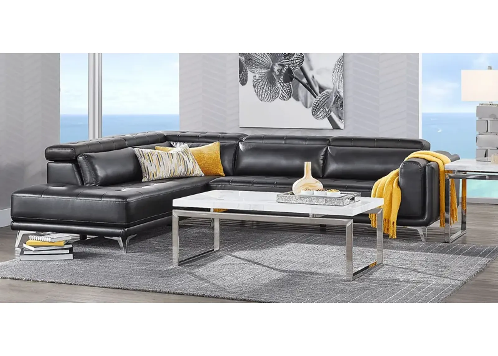 Hudson Heights Black 5 Pc Sectional Living Room