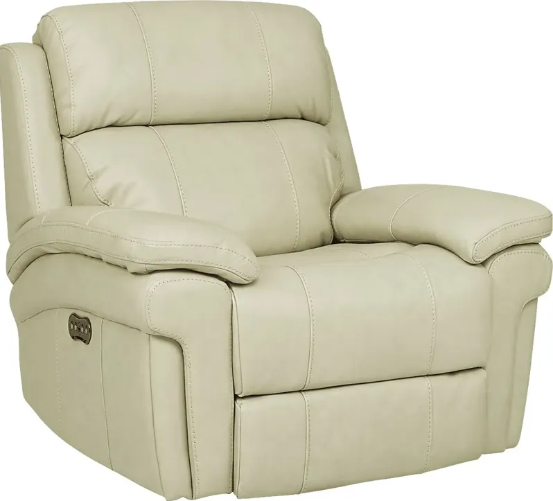 Trevino Place Cream Leather Dual Power Recliner