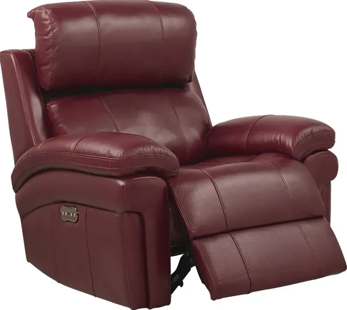 Trevino Place Burgundy Leather Dual Power Recliner