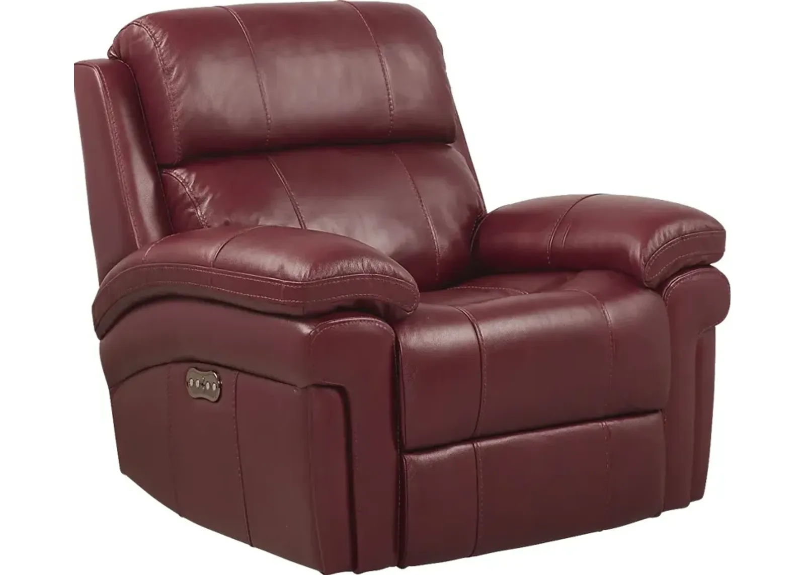 Trevino Place Burgundy Leather Dual Power Recliner