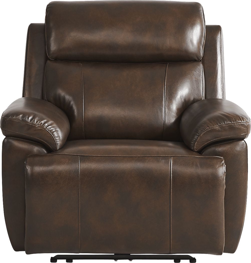 Barolo Brown Leather Triple Power Recliner with Massage and Heat