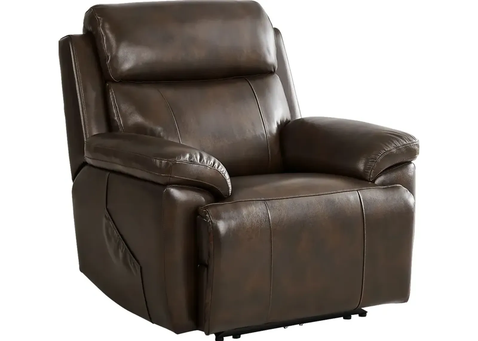 Barolo Brown Leather Triple Power Recliner with Massage and Heat