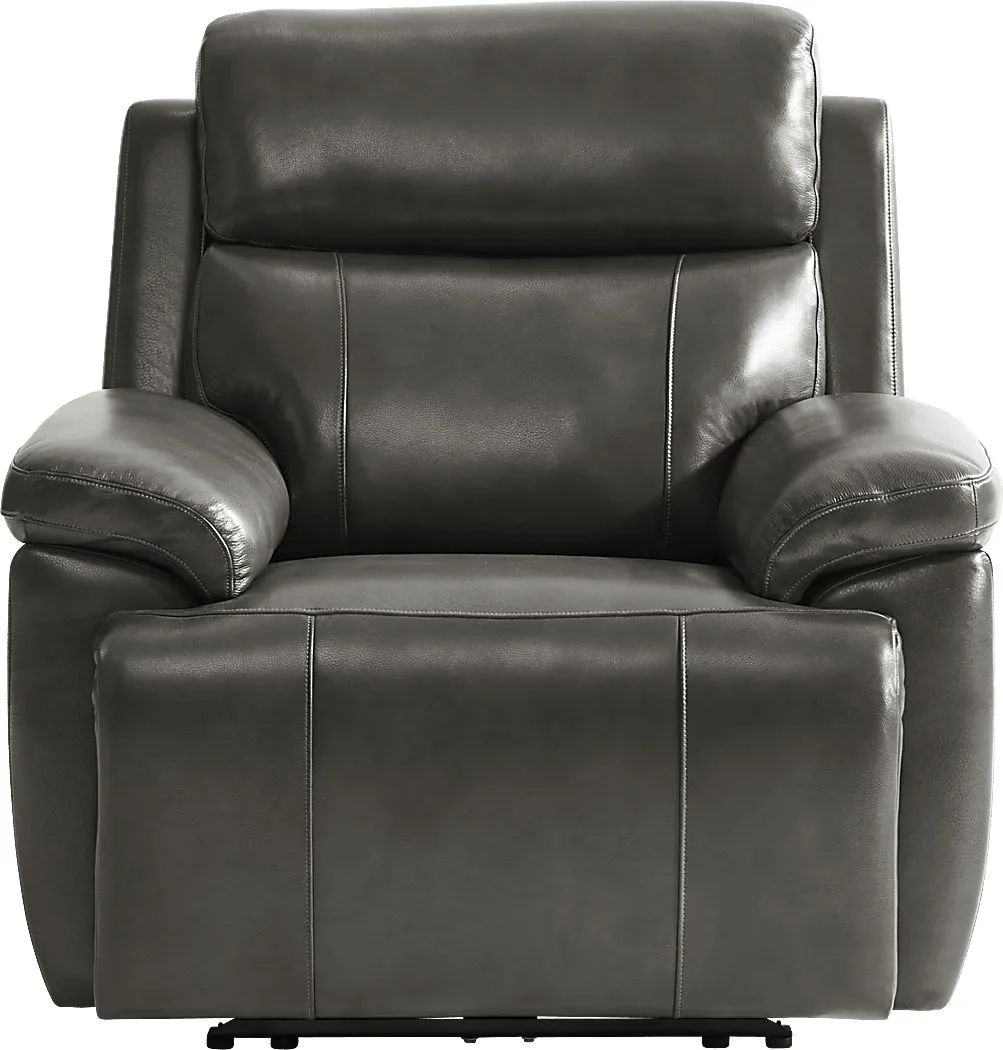 Barolo Dark Gray Leather Triple Power Recliner with Massage and Heat