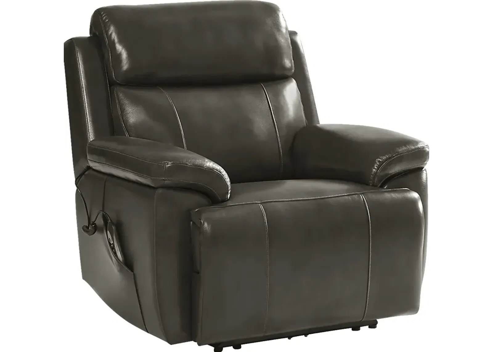 Barolo Dark Gray Leather Triple Power Recliner with Massage and Heat