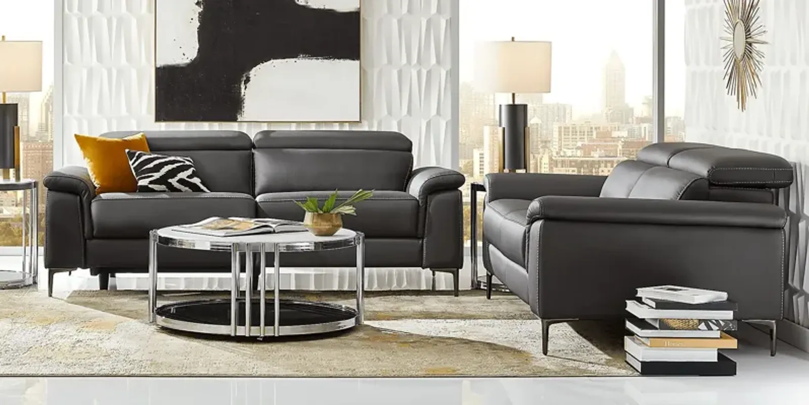 Weatherford Park Black 5 Pc Living Room with Dual Power Reclining Sofa