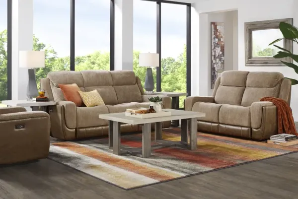 State Street Camel 7 Pc Living Room with Dual Power Reclining Sofa