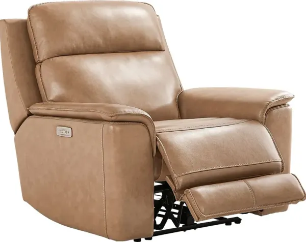 Magellan Sand Leather Dual Power Recliner