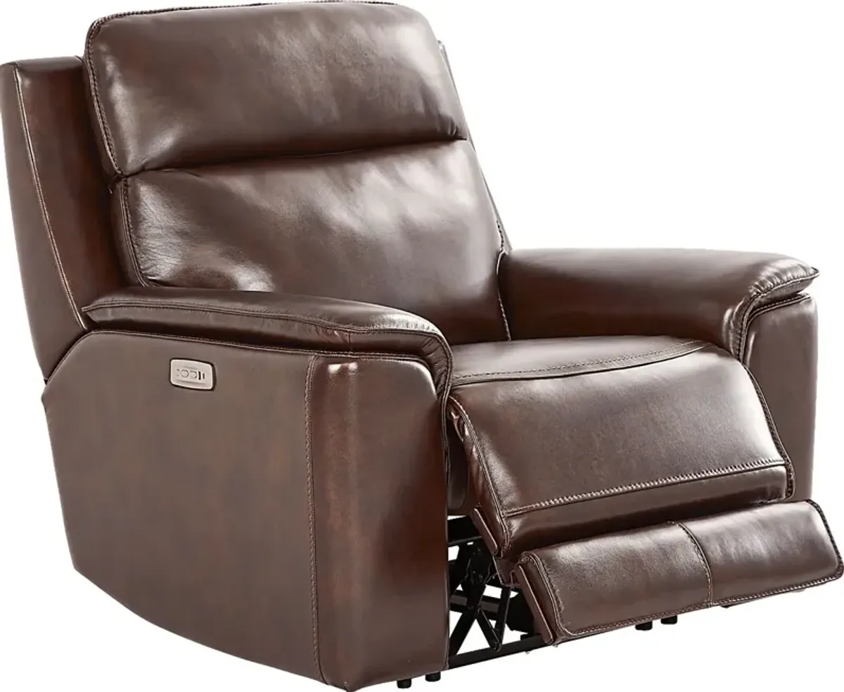 Magellan Chocolate Leather Dual Power Recliner
