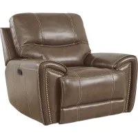 Italo Brown Leather Dual Power Recliner