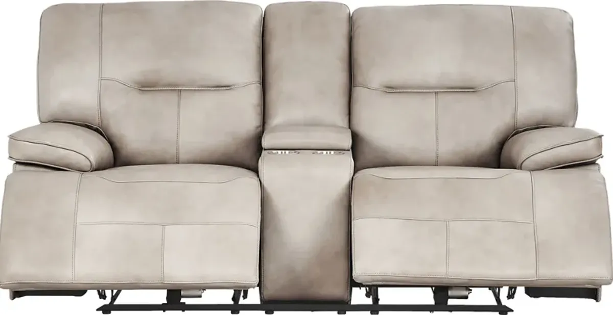 Caletta Way Beige Leather 8 Pc Dual Power Reclining Living Room