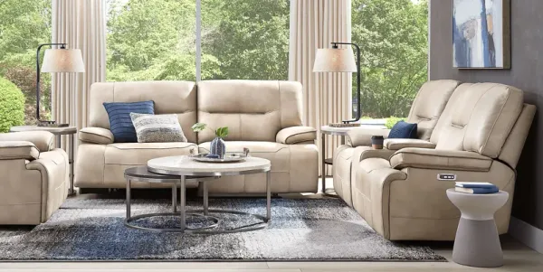 Caletta Way Beige Leather 8 Pc Dual Power Reclining Living Room