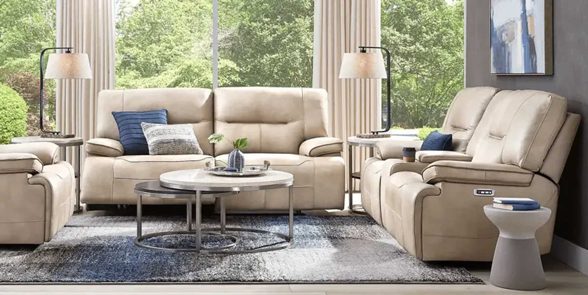 Caletta Way Beige Leather 8 Pc Dual Power Reclining Living Room