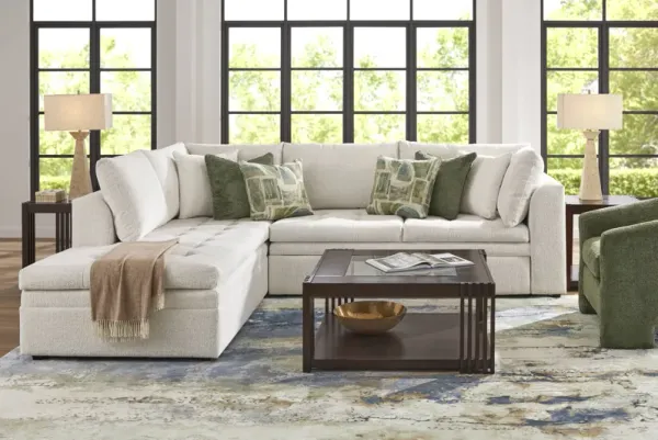 Sheridan Place Off-White 4 Pc Sleeper Sectional Living Room