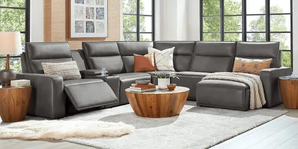 Charcoal 6 Pc Dual Power Reclining ModularTwo