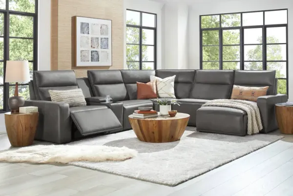 Charcoal 6 Pc Dual Power Reclining ModularTwo