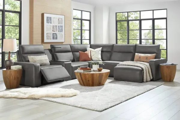 Charcoal 6 Pc Dual Power Reclining ModularTwo