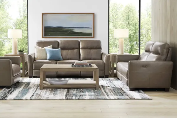 Maestro Mushroom Leather 6 Pc Dual Power Reclining Living Room