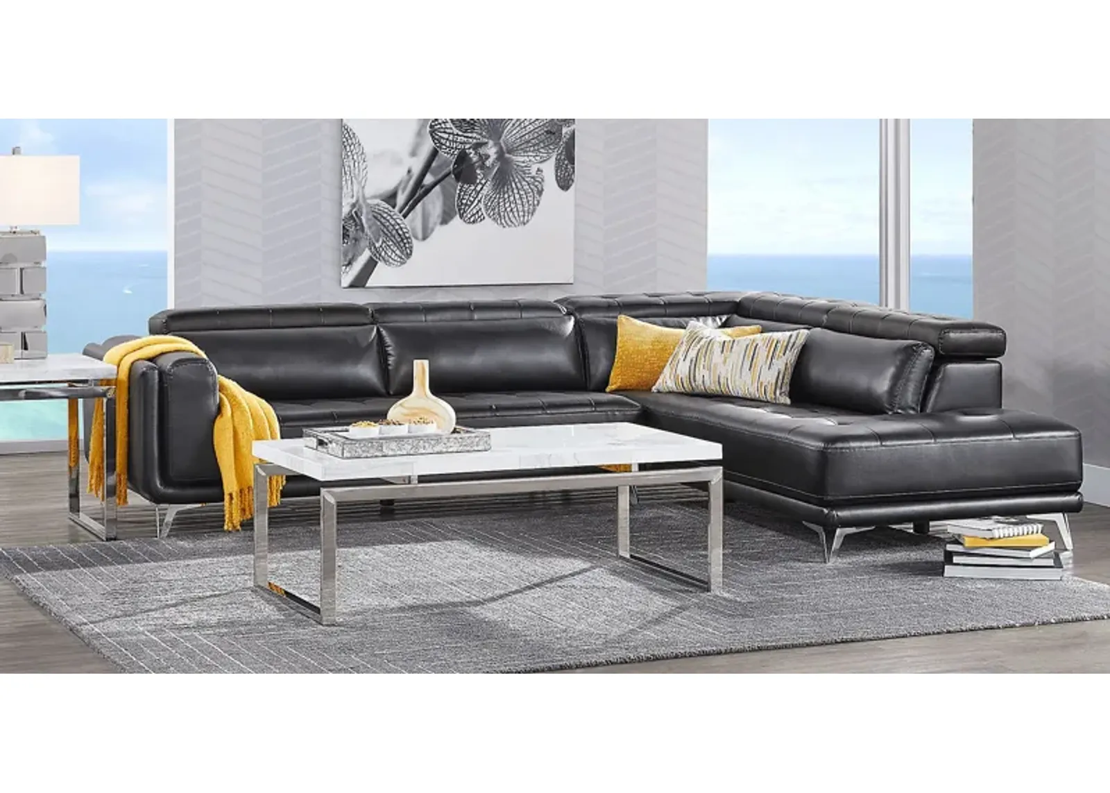 Hudson Heights Black 5 Pc Sectional Living Room