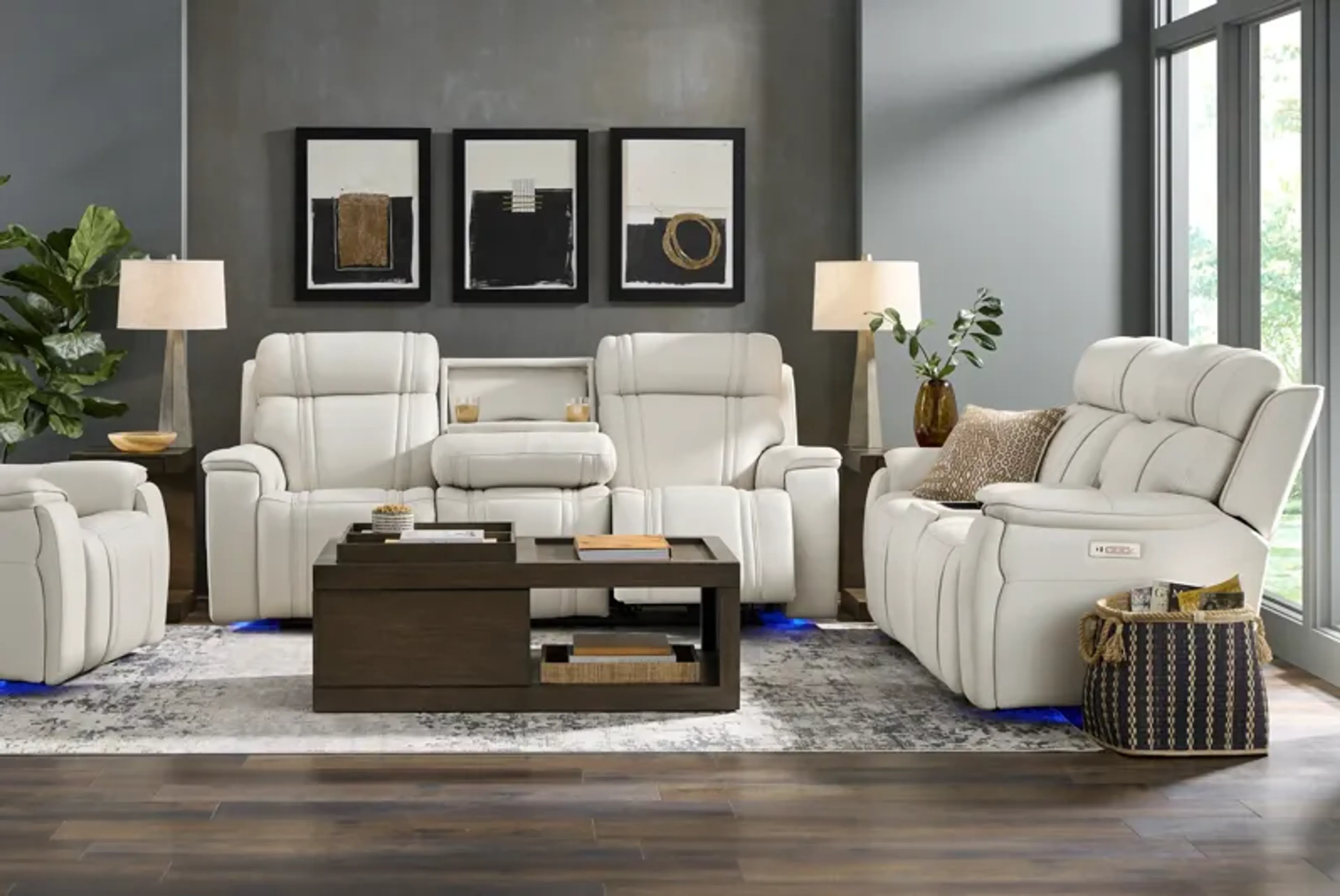 Sound Tech by Shaq Ice Leather 2 Pc Triple Power Reclining Living