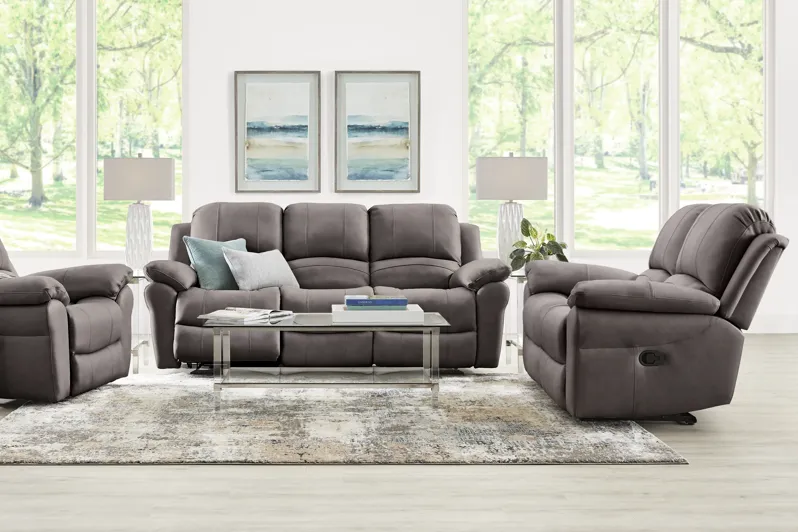 Vercelli Way Gray Leather 5 Pc Reclining Living Room