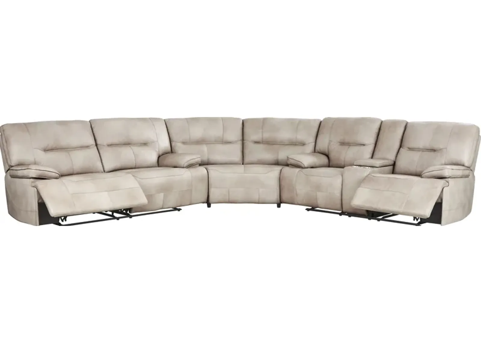 Caletta Way Beige Leather 3 Pc Reclining Sectional