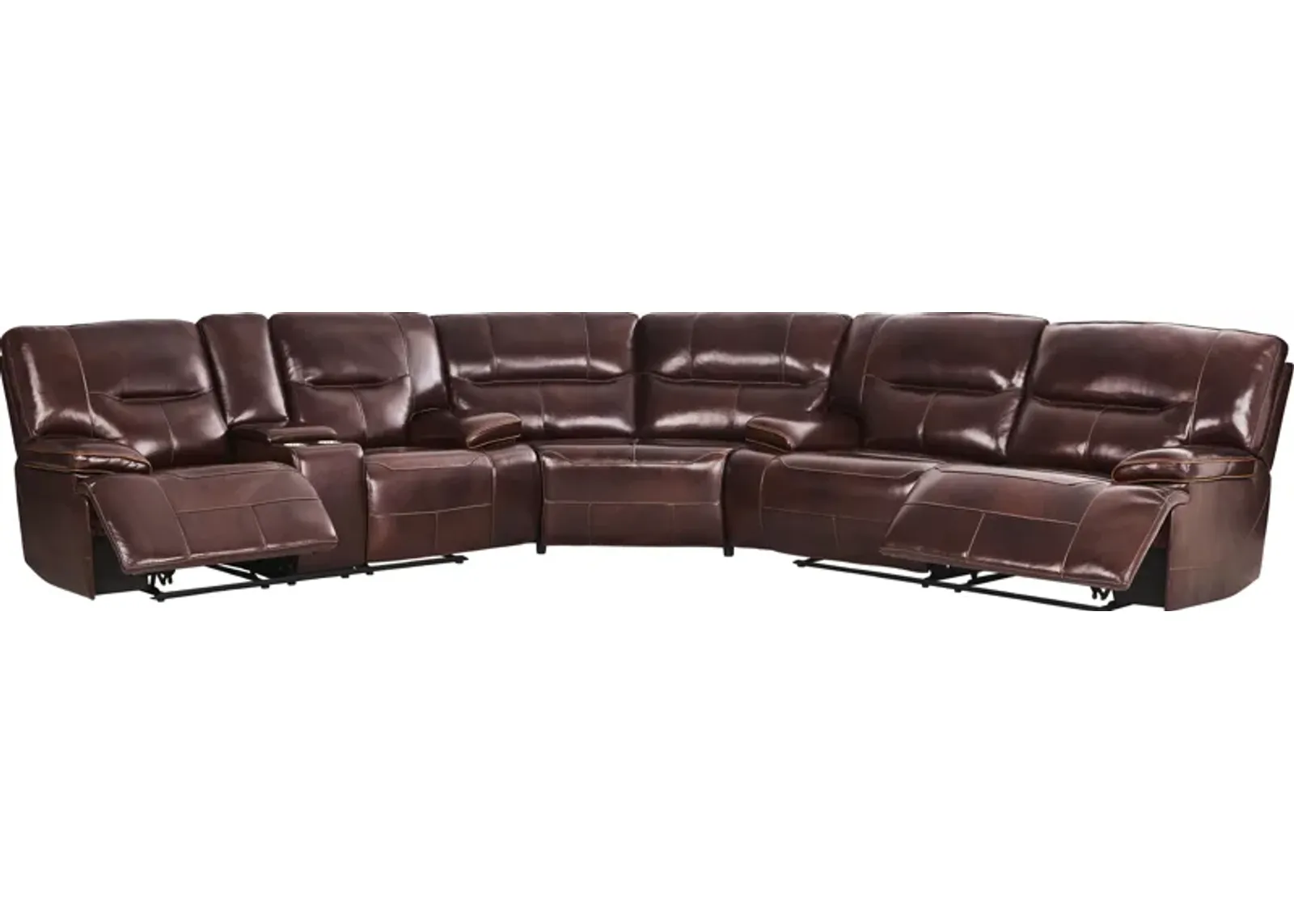 Caletta Way Merlot Leather 3 Pc Reclining Sectional