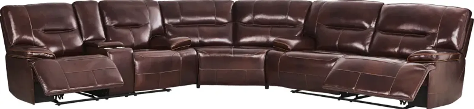 Caletta Way Merlot Leather 3 Pc Reclining Sectional