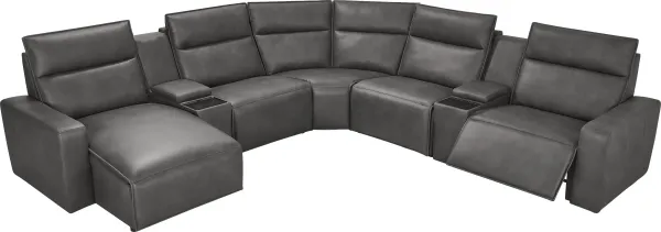 Charcoal 7 Pc Dual Power Reclining ModularTwo with Media Consoles