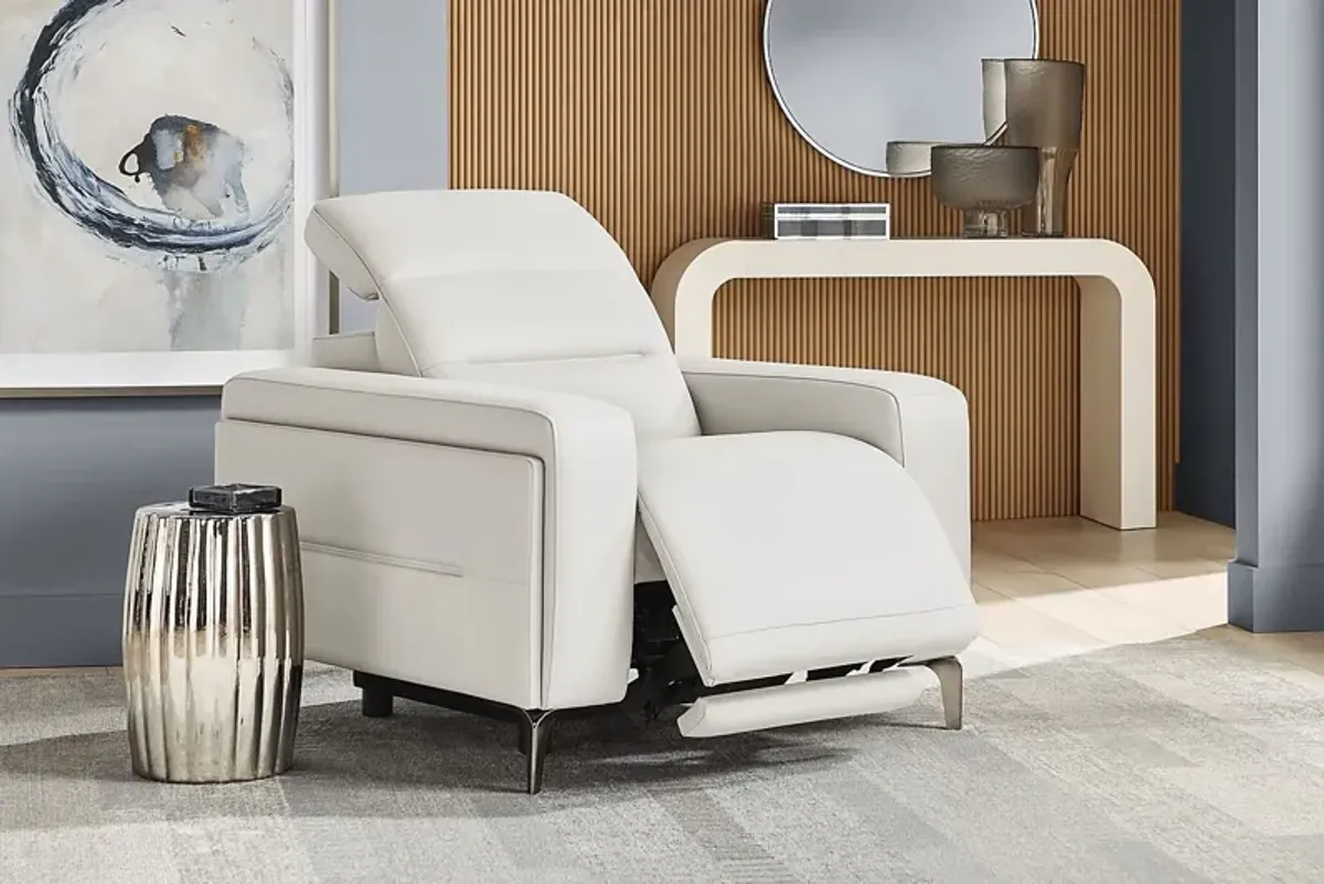 Amalfi White Leather 9 Pc Dual Power Reclining Living Room