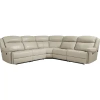 West Valley Beige 5 Pc Leather Power Reclining Sectional