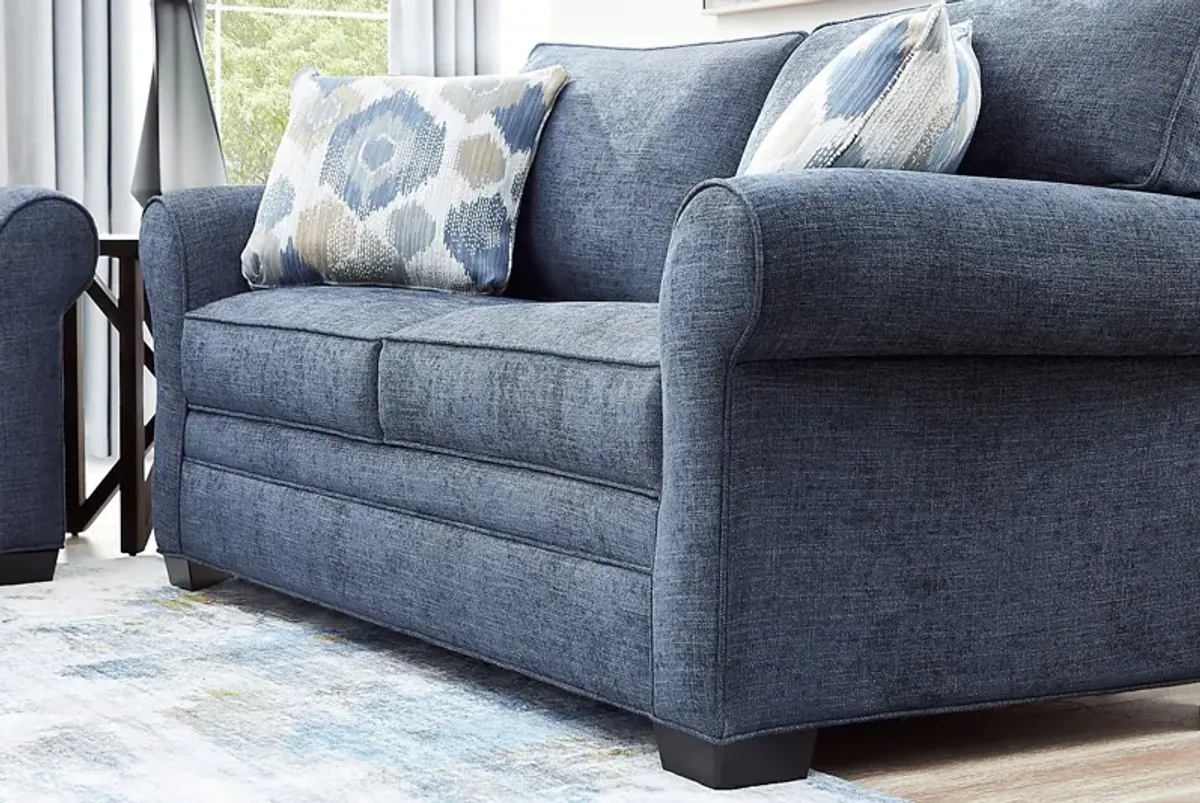 Bellingham Sapphire Textured Chenille 7 Pc Living Room with Sleeper Sofa