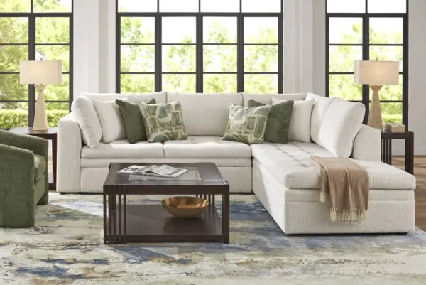 Sheridan Place Off-White 4 Pc Sleeper Sectional Living Room