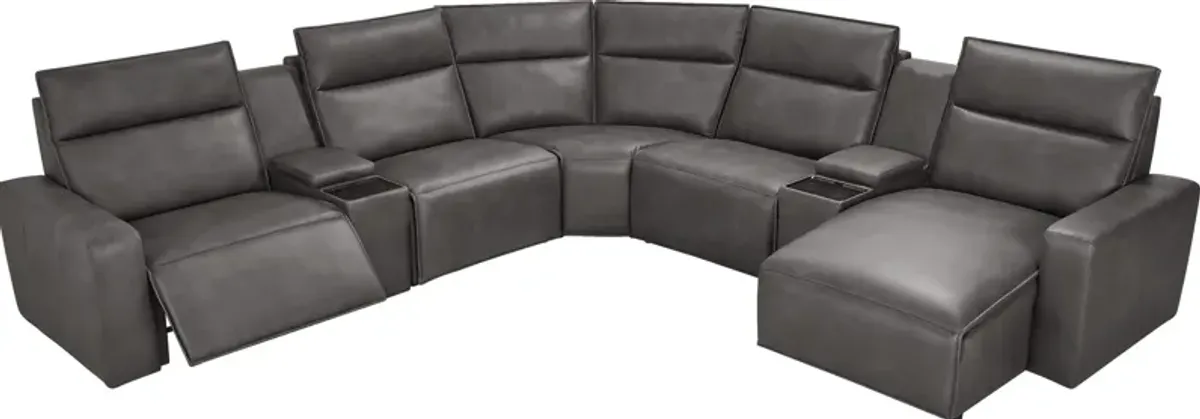Charcoal 7 Pc Dual Power Reclining ModularTwo with Media Consoles