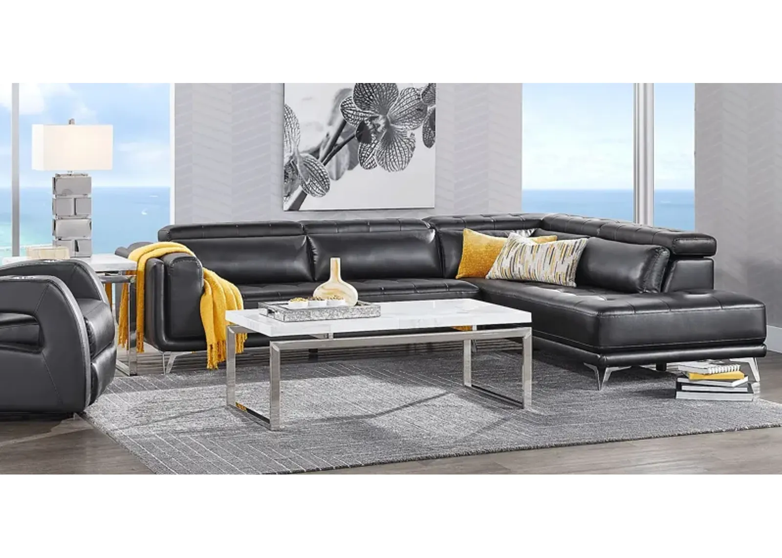 Hudson Heights Black 6 Pc Sectional Living Room