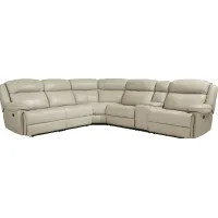 West Valley Beige 6 Pc Leather Power Reclining Sectional