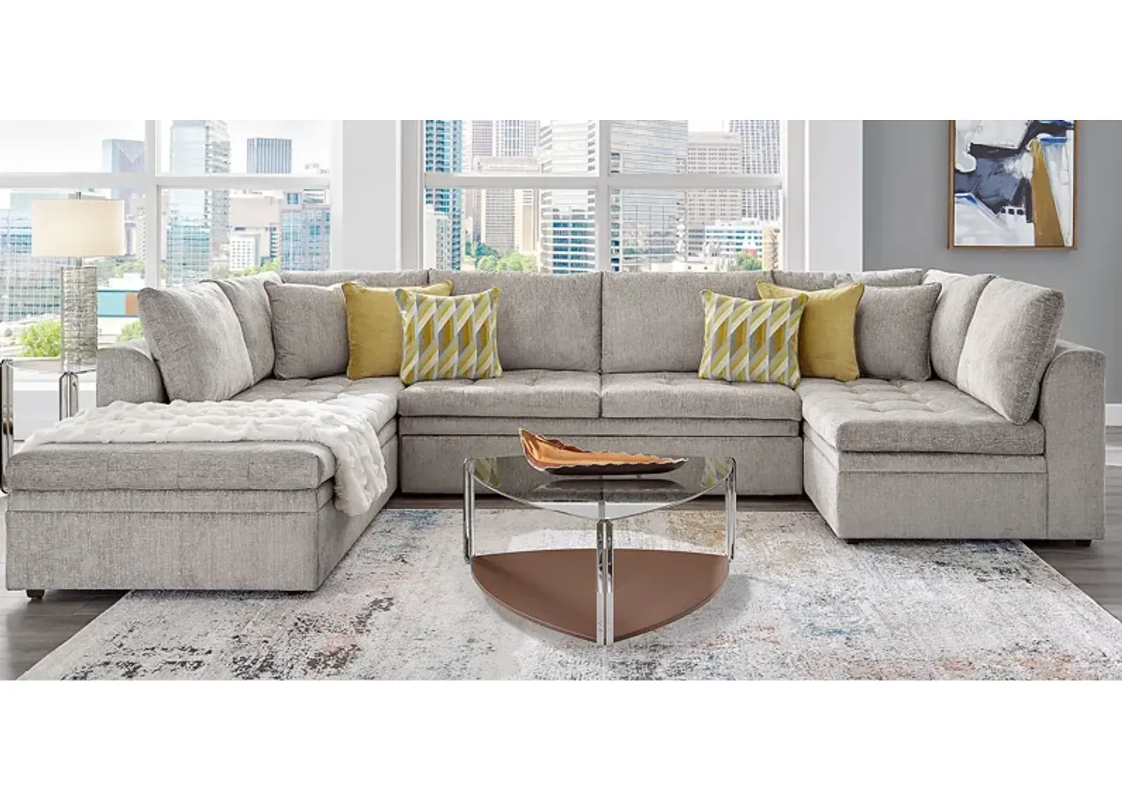 Sheridan Square Gray 5 Pc Sleeper Sectional Living Room