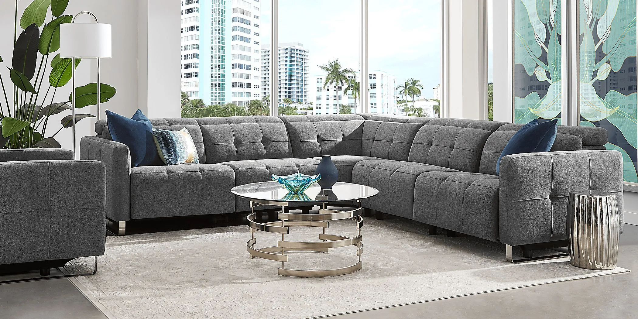 Tifton Park Gray 5 Pc Dual Power Reclining Sectional