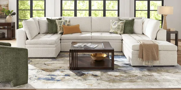 Sheridan Place Off-White 5 Pc Sleeper Sectional Living Room