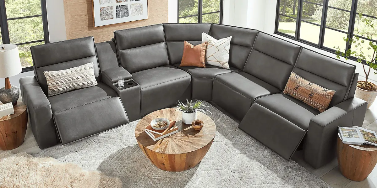 Charcoal 6 Pc Dual Power Reclining ModularTwo