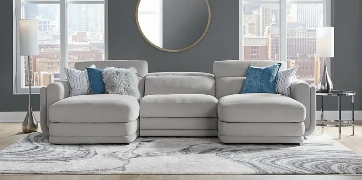 Dillon Smoke 3 Pc Dual Power Reclining Sectional