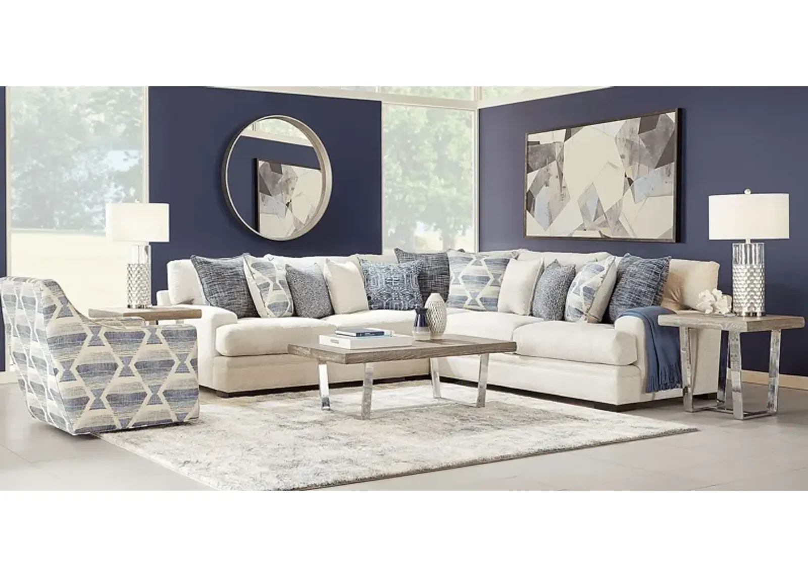 Bedford Park Ivory 6 Pc Sectional Living Room