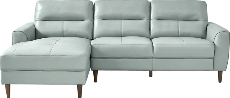 Sutton Heights Aqua Leather 2 Pc Sectional