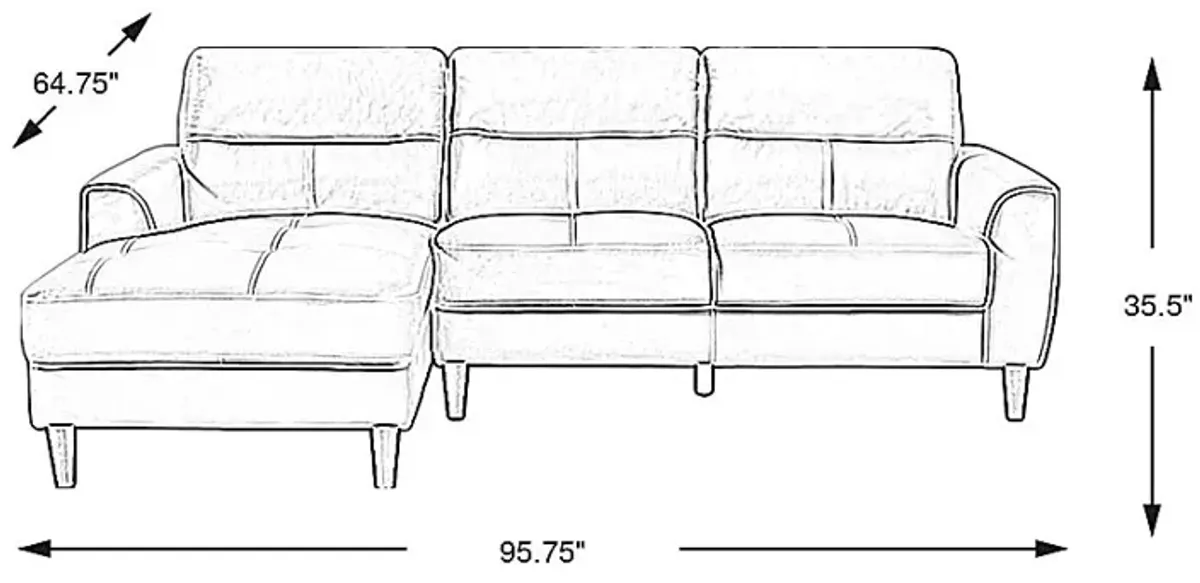 Sutton Heights Beige Leather 2 Pc Sectional