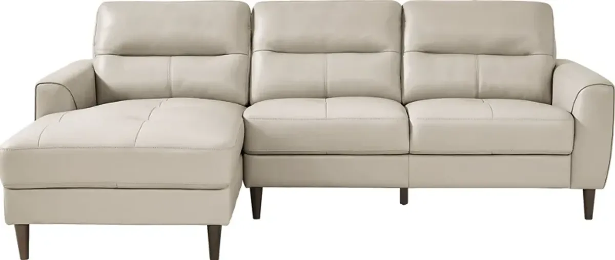 Sutton Heights Beige Leather 2 Pc Sectional