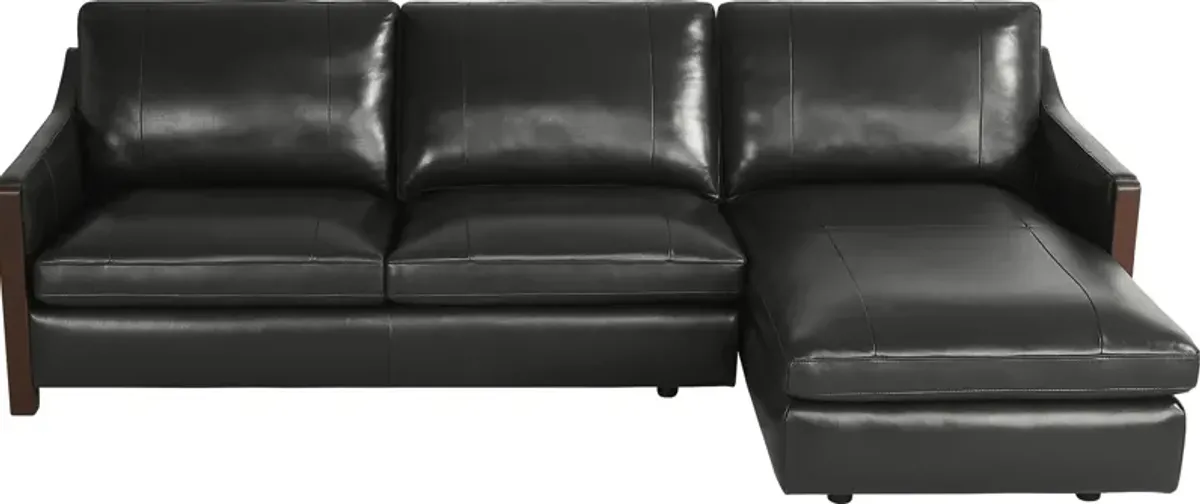 Greenwich Loft Black Leather 2 Pc Sectional